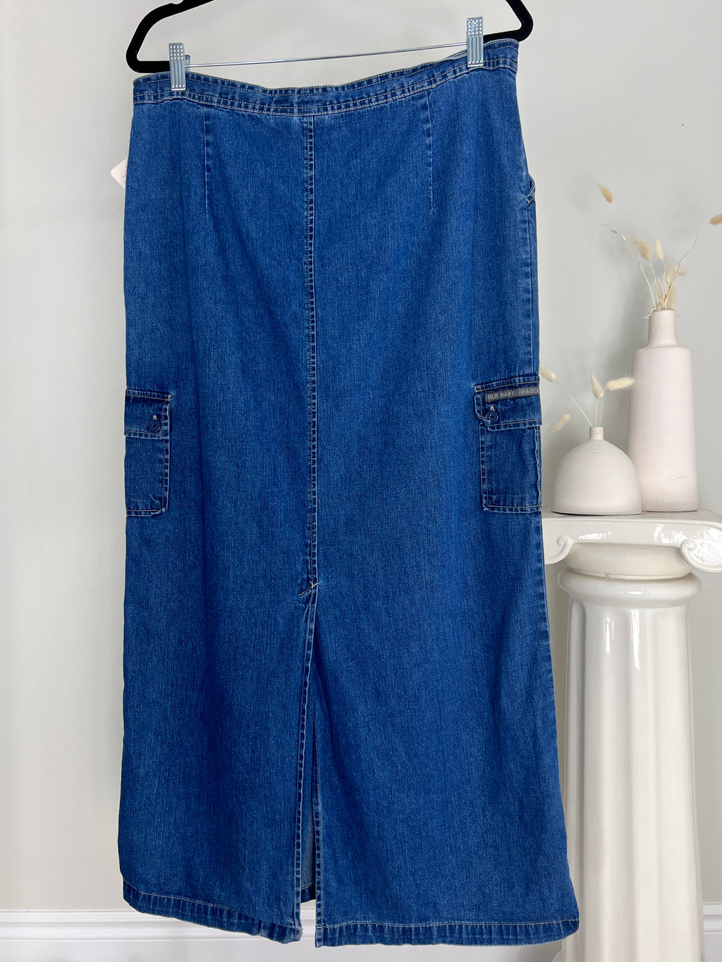 VINTAGE CARGO LONG DENIM SKIRT