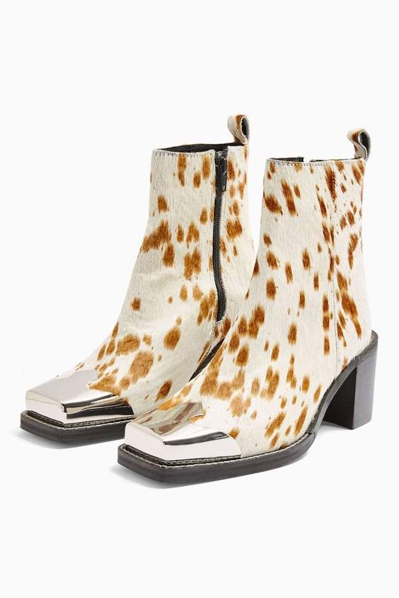 CHIC TOPSHOP MARSHAL WESTERN ANIMAL PRINT LEATHER BOOTS - SIZE 7.5