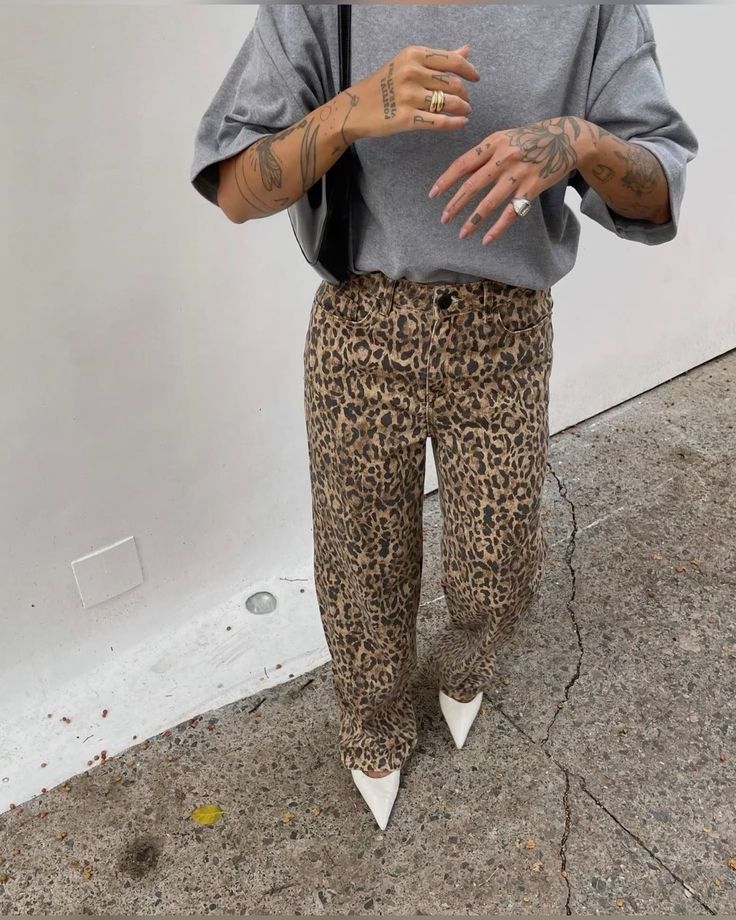 LEOPARD PRINT JEANS | SIZE 2