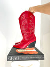 RED EMBROIDERED COWBOY BOOTS - SIZE 6