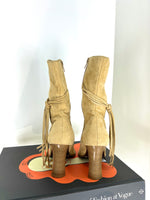 VINTAGE FAUX SUEDE FRINGE BOOTS - SIZE 7