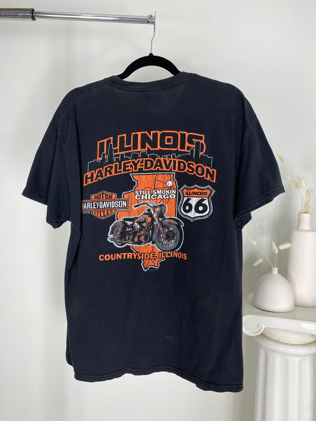 BLACK HARLEY DAVIDSON EAGLE COUNTRYSIDE ILLINOIS T-SHIRT