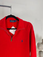 VINTAGE RALPH LAUREN RED QUARTER ZIP SWEATER