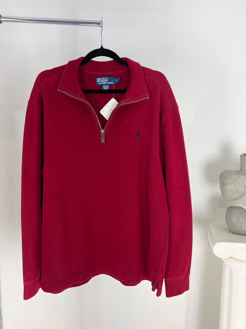 VINTAGE RALPH LAUREN BURGUNDY QUARTER ZIP SWEATER