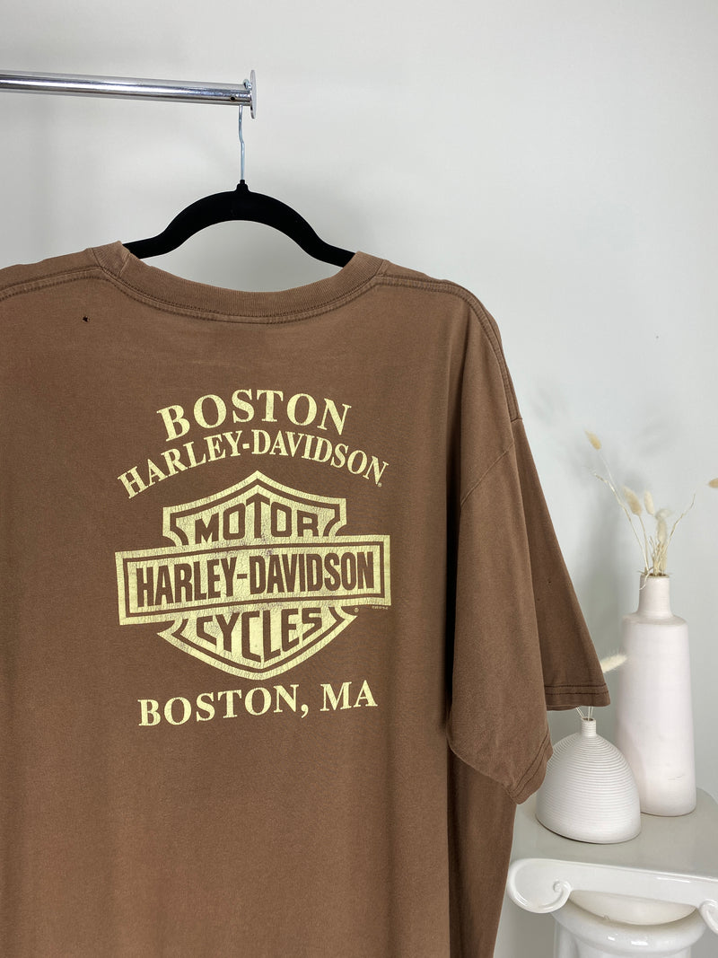 CHOCOLATE BROWN HARLEY DAVIDSON OVERSIZED BOSTON T-SHIRT