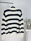 VINTAGE NAVY + WHITE STRIPED KNIT QUARTER ZIP SWEATER