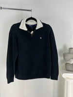 VINTAGE RALPH LAUREN BLACK KNIT QUARTER ZIP SWEATER