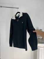 VINTAGE RALPH LAUREN BLACK KNIT QUARTER ZIP SWEATER