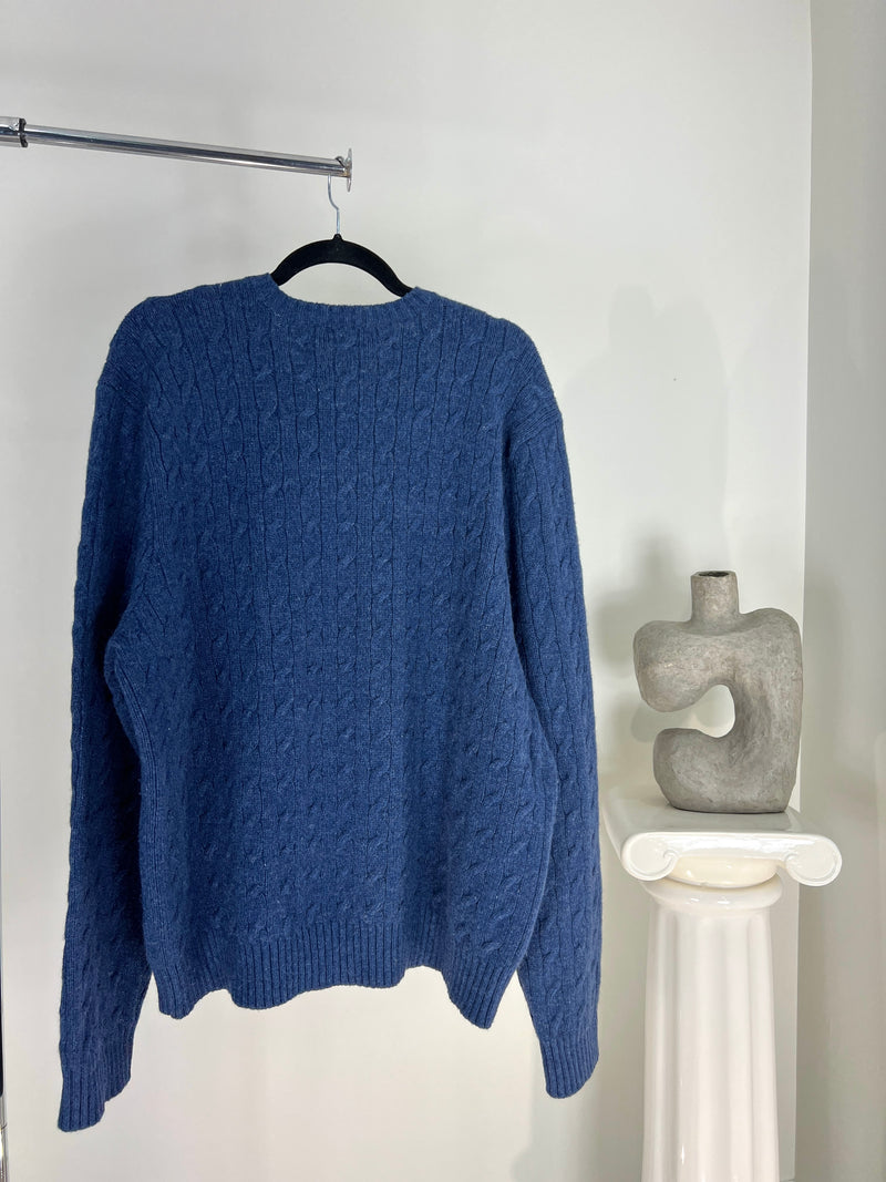 VINTAGE RALPH LAUREN BLUE CABLE KNIT SWEATER