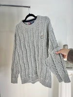 VINTAGE RALPH LAUREN CHAPS GREY CABLE KNIT SWEATER