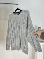 VINTAGE RALPH LAUREN CHAPS GREY CABLE KNIT SWEATER