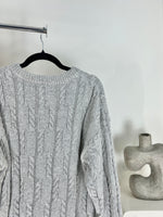 VINTAGE RALPH LAUREN CHAPS GREY CABLE KNIT SWEATER