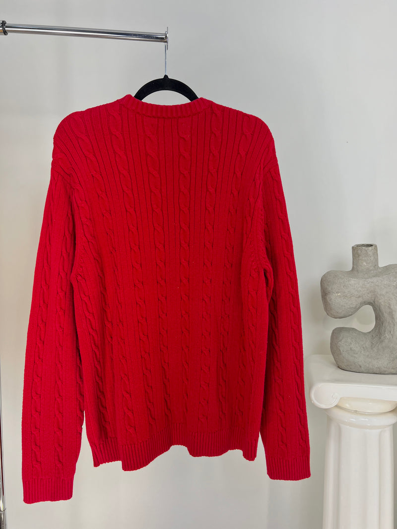 VINTAGE RALPH LAUREN CHAPS RED CABLE KNIT SWEATER