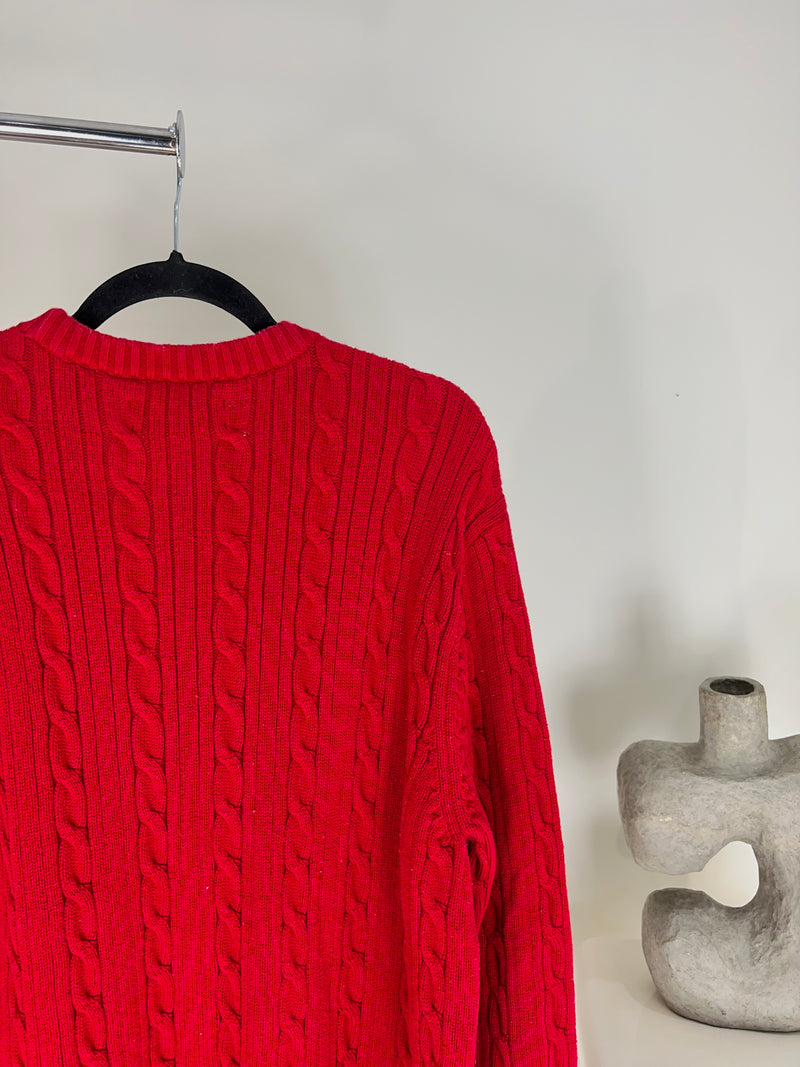 VINTAGE RALPH LAUREN CHAPS RED CABLE KNIT SWEATER