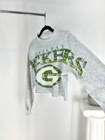 VINTAGE PACKERS PLAID CROPPED CREWNECK