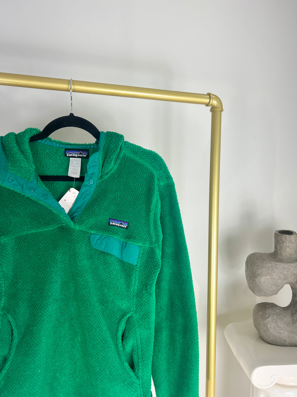 PATAGONIA GREEN HOODED FLEECE SWEATER