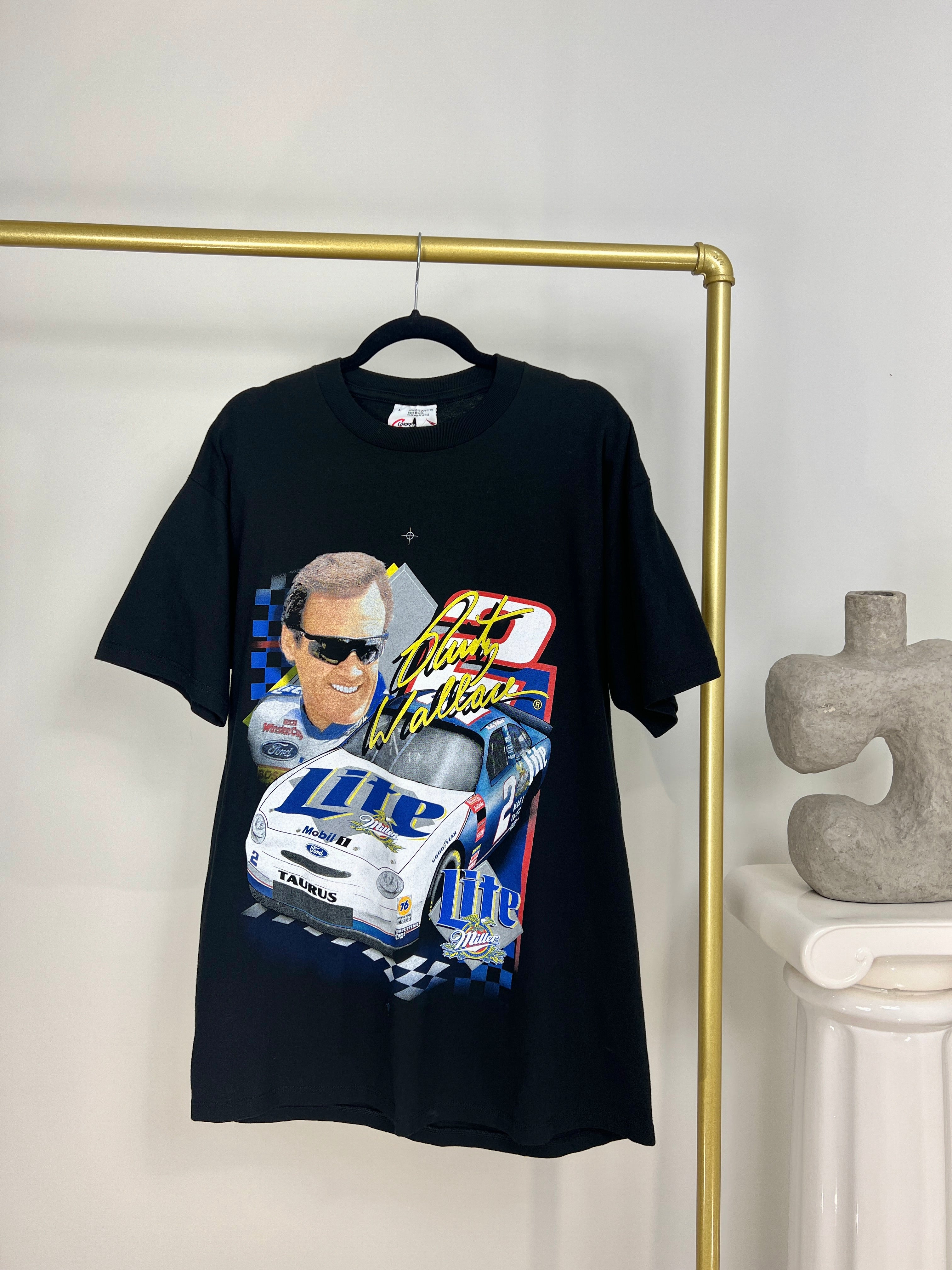 VINTAGE 1998 RUSTY WALLACE MILLER LITE NASCAR T-SHIRT