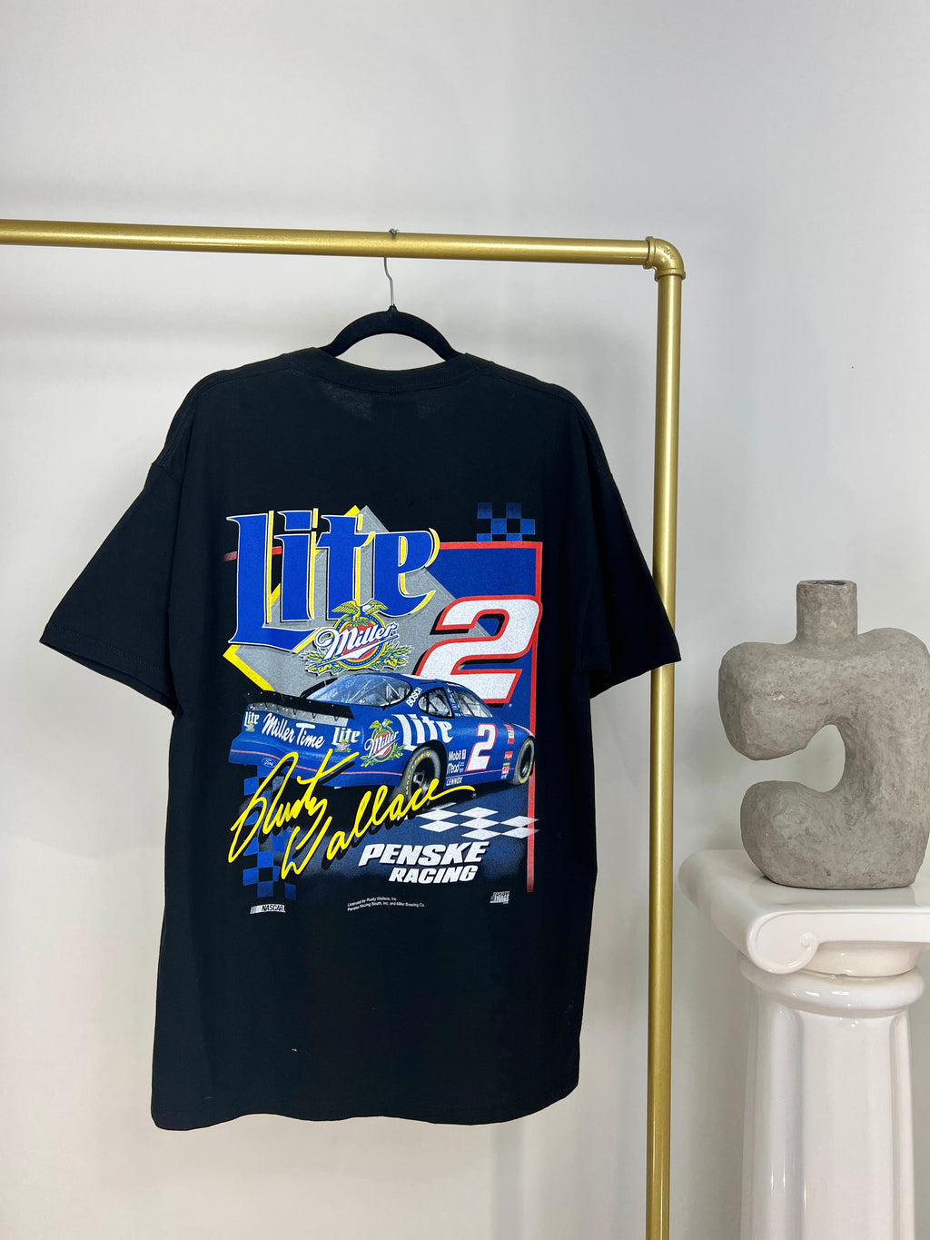 VINTAGE 1998 RUSTY WALLACE MILLER LITE NASCAR T-SHIRT