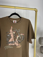 CHOCOLATE BROWN DISTRESSED HARLEY DAVIDSON T-SHIRT