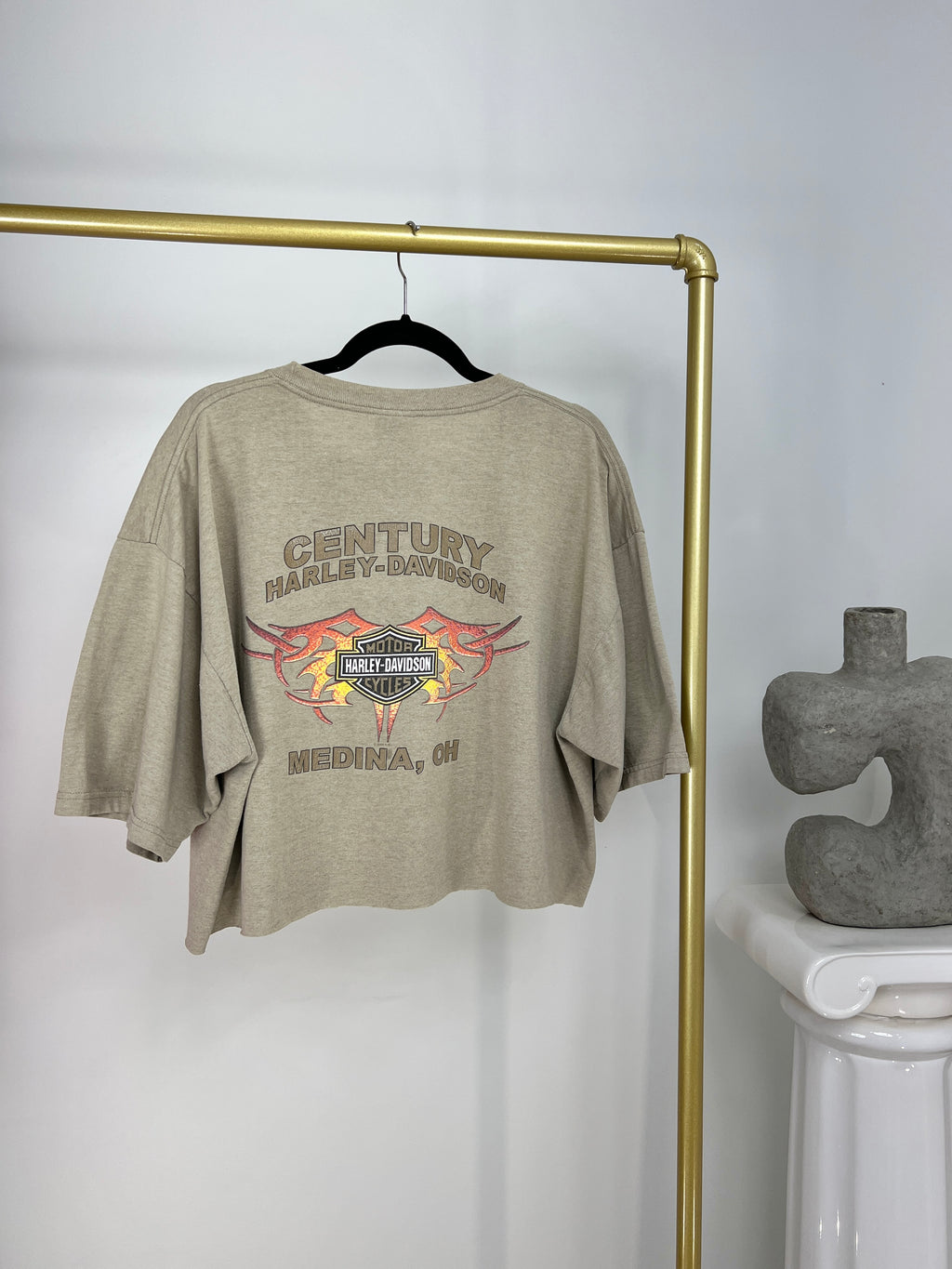 CROPPED VINTAGE HARLEY DAVIDSON LATTE T-SHIRT