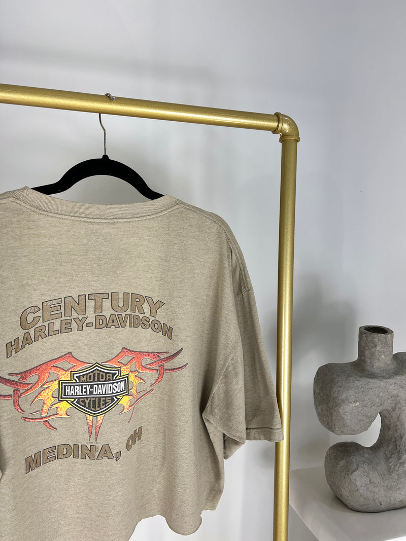 CROPPED VINTAGE HARLEY DAVIDSON LATTE T-SHIRT