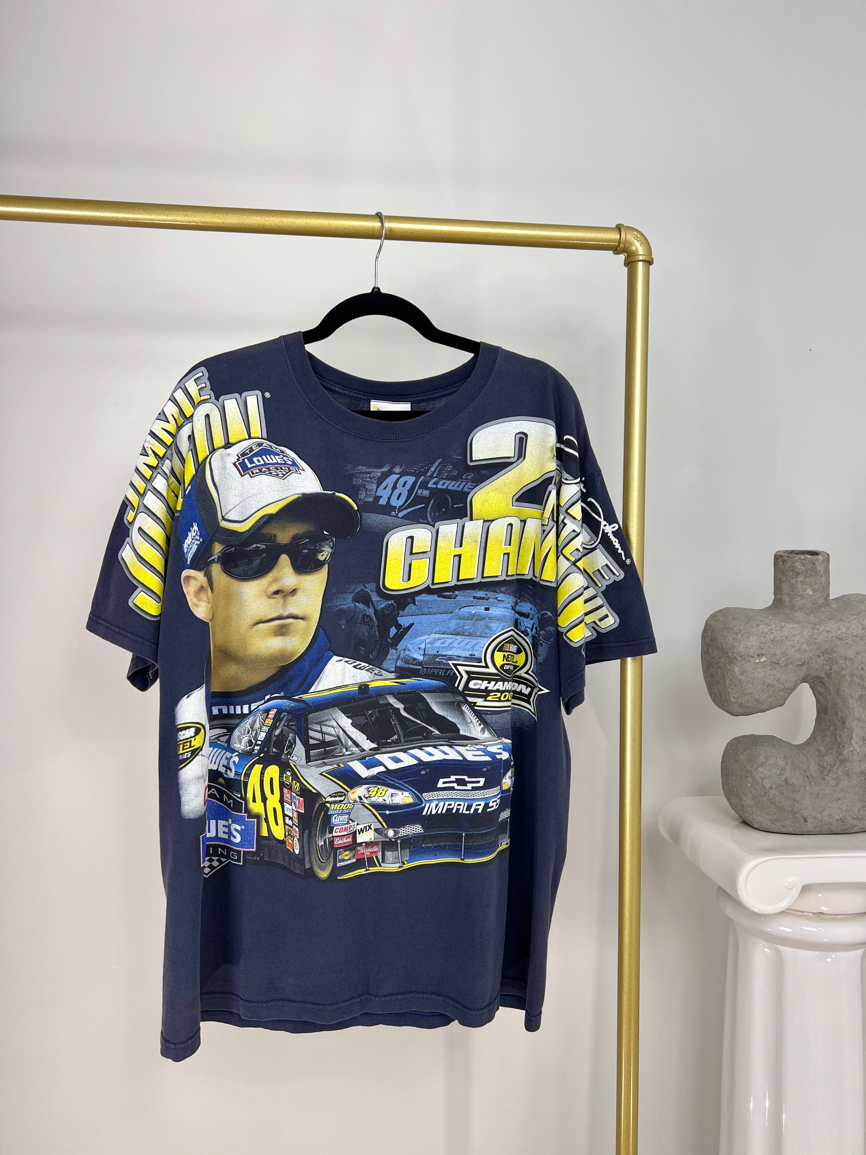 VINTAGE NASCAR ALL OVER PRINT JIMMIE JOHNSON T SHIRT