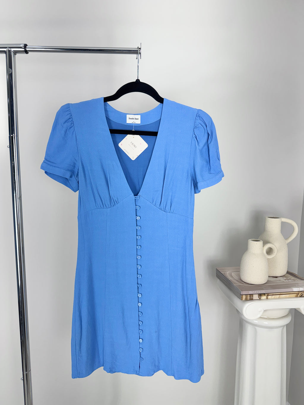Retailer reference image of Sunday Best blue Sandrine dress; not the actual resale item