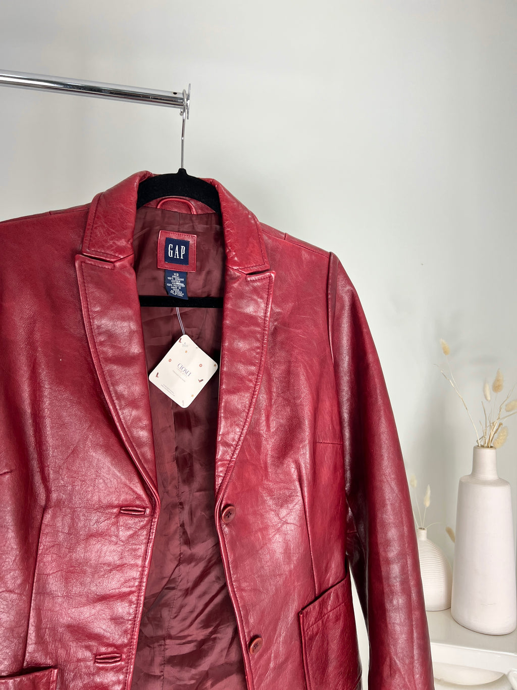 VINTAGE GAP RED LEATHER BLAZER JACKET