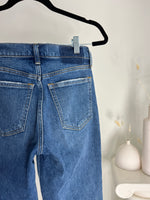 DARK WASH ABERCROMBIE + FITCH LOW-MID RISE 90s STRAIGHT LEG JEANS (24/25)