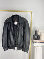 VINTAGE BLACK DANIER LEATHER BOMBER JACKET