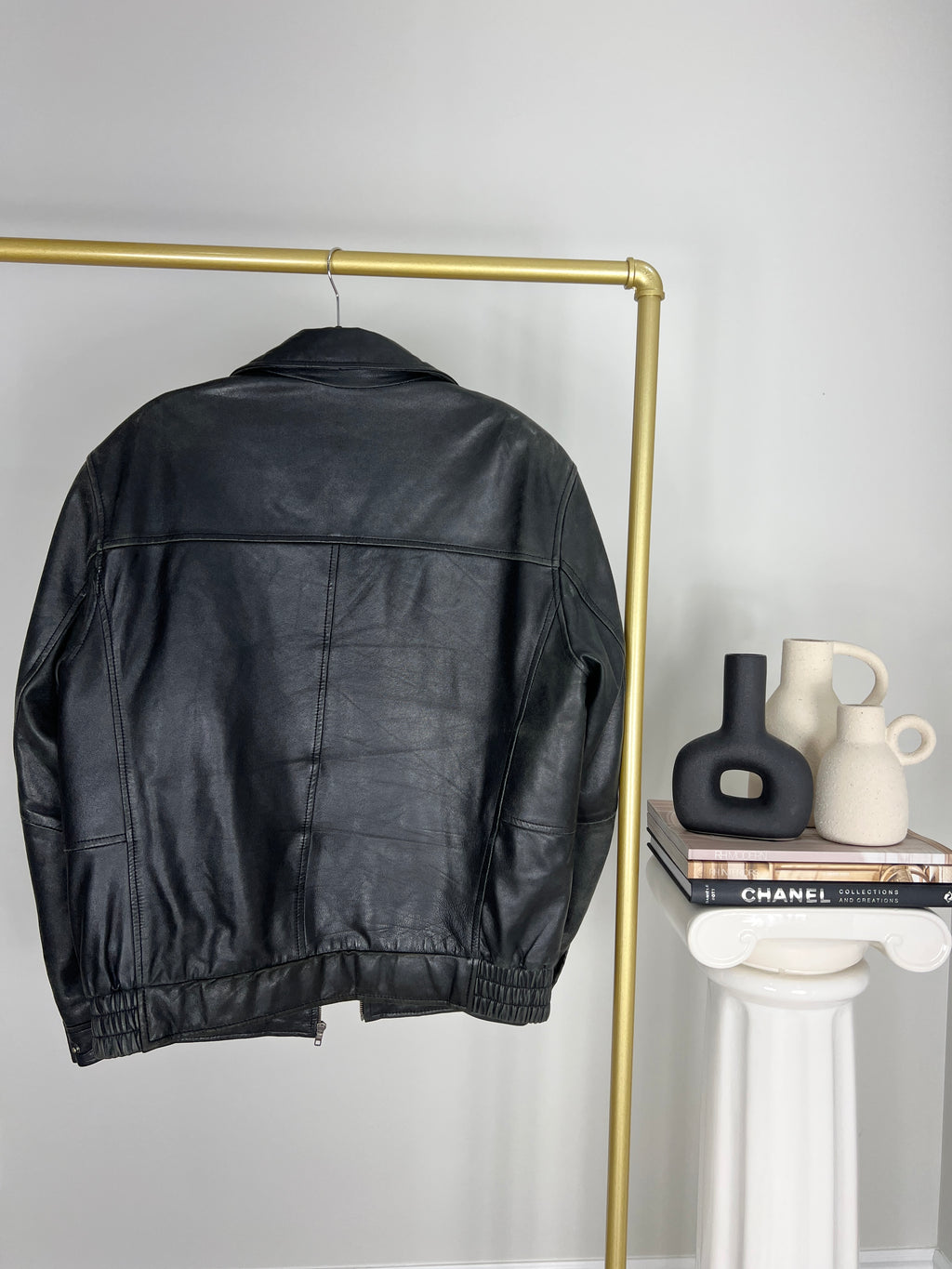 VINTAGE BLACK DANIER LEATHER BOMBER JACKET