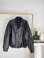 VINTAGE BLACK LEATHER BOMBER JACKET