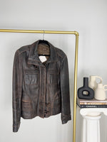 VINTAGE DANIER BROWN DISTRESSED LEATHER JACKET