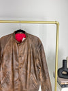 VINTAGE BROWN DISTRESSED LEATHER BOMBER JACKET