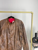 VINTAGE BROWN DISTRESSED LEATHER BOMBER JACKET