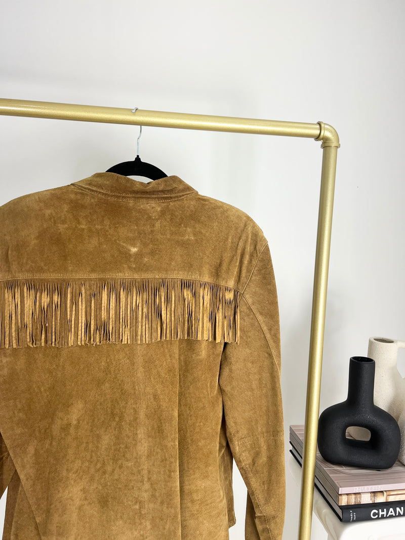 VINTAGE BROWN SUEDE LEATHER FRINGE JACKET