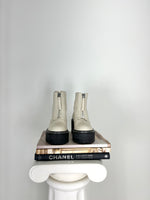 CREAM + BLACK PLATFORM ANKLE BOOTS | 5.5