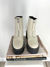 CREAM + BLACK PLATFORM ANKLE BOOTS | 5.5