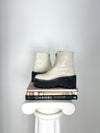 CREAM + BLACK PLATFORM ANKLE BOOTS | 5.5