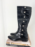 BLACK ITALIAN LEATHER KNEE HIGH BOOTS | 6