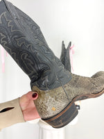 VINTAGE GREY SNAKESKIN LEATHER COWBOY BOOTS | 9