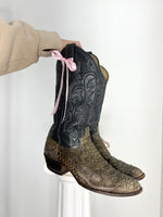 VINTAGE GREY SNAKESKIN LEATHER COWBOY BOOTS | 9