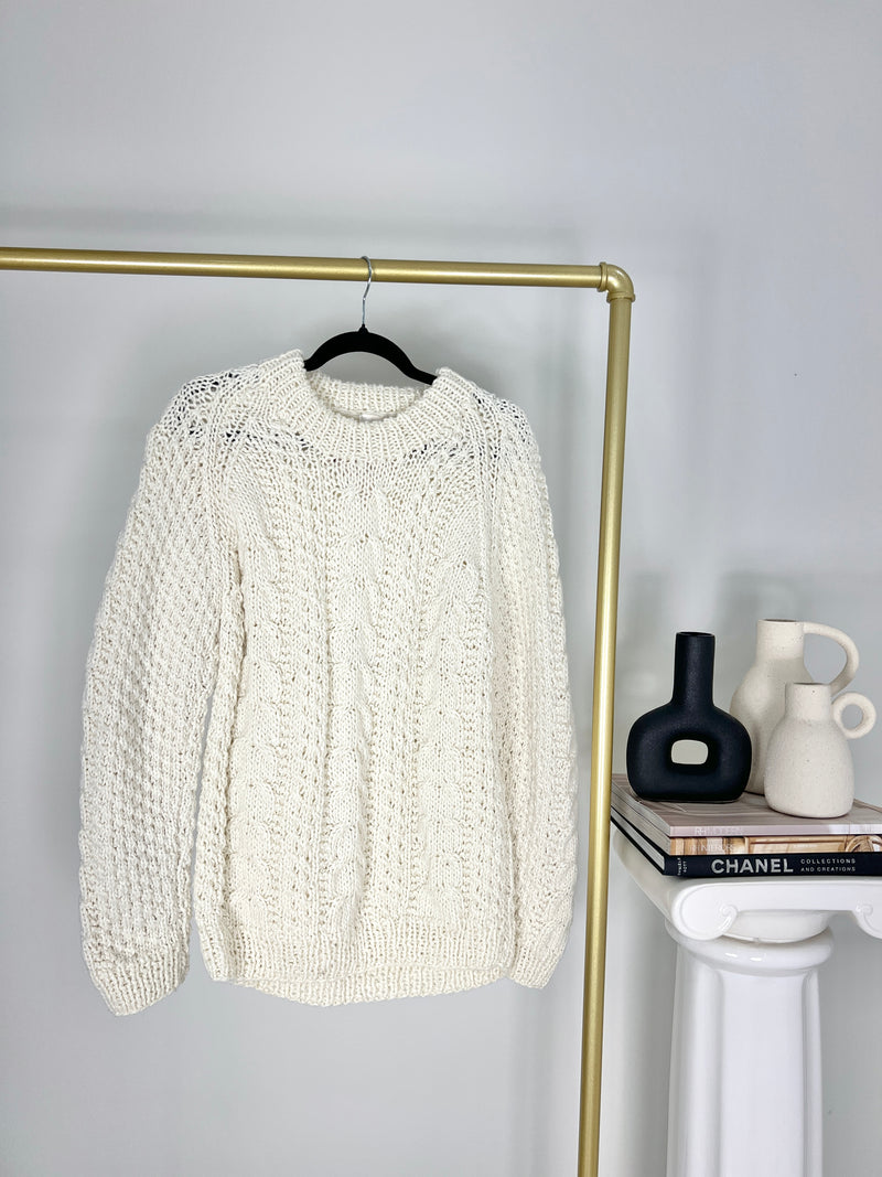 CREAM CABLE KNIT CHUNKY WOOL SWEATER