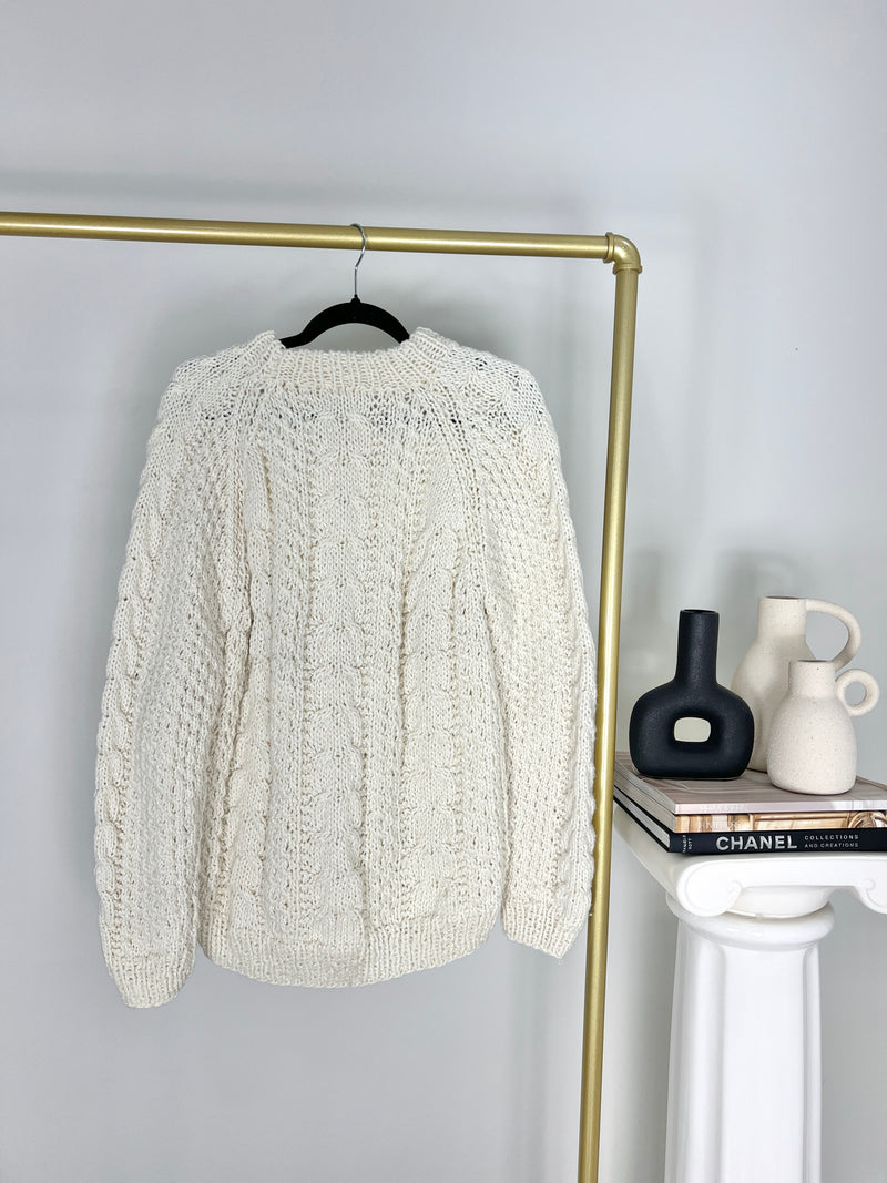 CREAM CABLE KNIT CHUNKY WOOL SWEATER