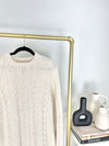 CREAM CABLE KNIT WOOL SWEATER