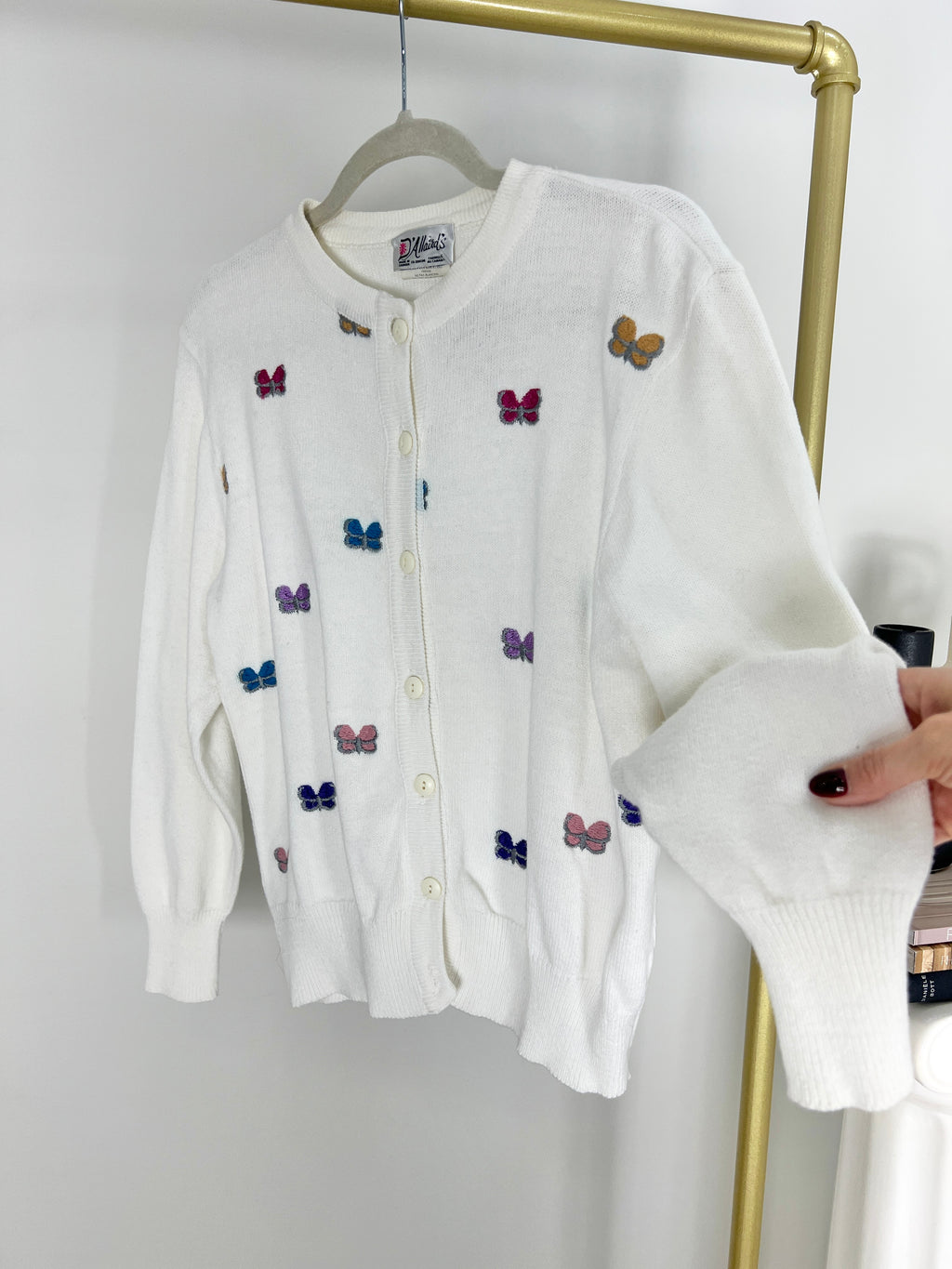 WHITE VINTAGE BUTTERFLY BLISS CARDIGAN