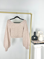 NEUTRAL KNIT OAK + FORT BALLOON SLEEVE SWEATER