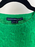 VINTAGE GREEN RALPH LAUREN CABLE KNIT SWEATER