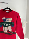 VINTAGE RED SKIING BEAR KNIT SWEATER