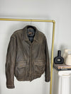 VINTAGE DANIER DISTRESSED BROWN LEATHER BOMBER JACKET